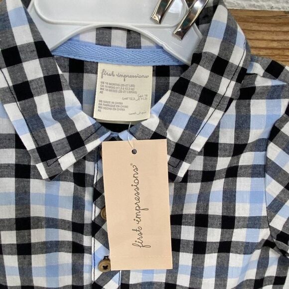 Plaid Black Blue White BABY Romper NWT 1st Impressions - Picture 3 of 3